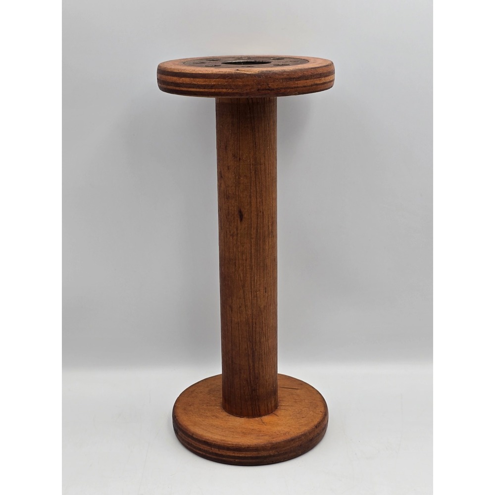 Unbranded Industrial Textile Bobbin Large 12in Brown Good Vintage Wood‎ Metal